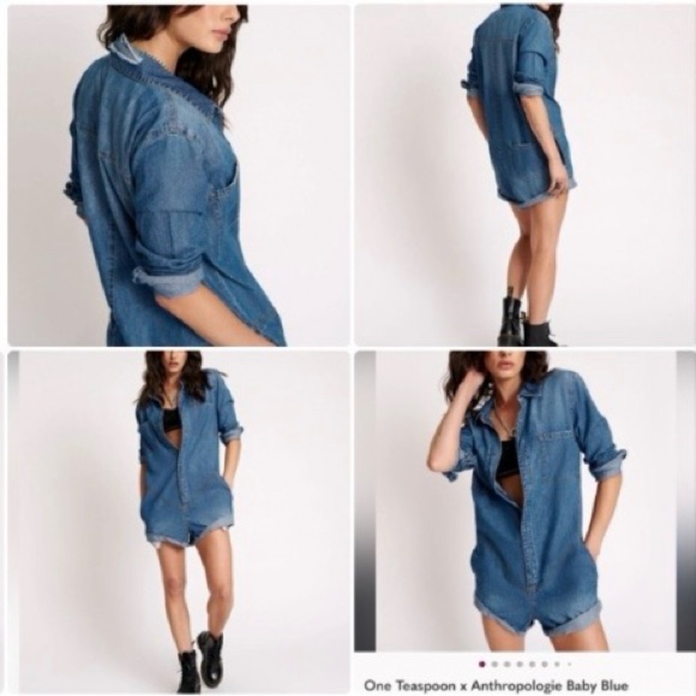 NWT One Teaspoon x Anthropologie Prophecy Denim Jumpsuit Romper Medium